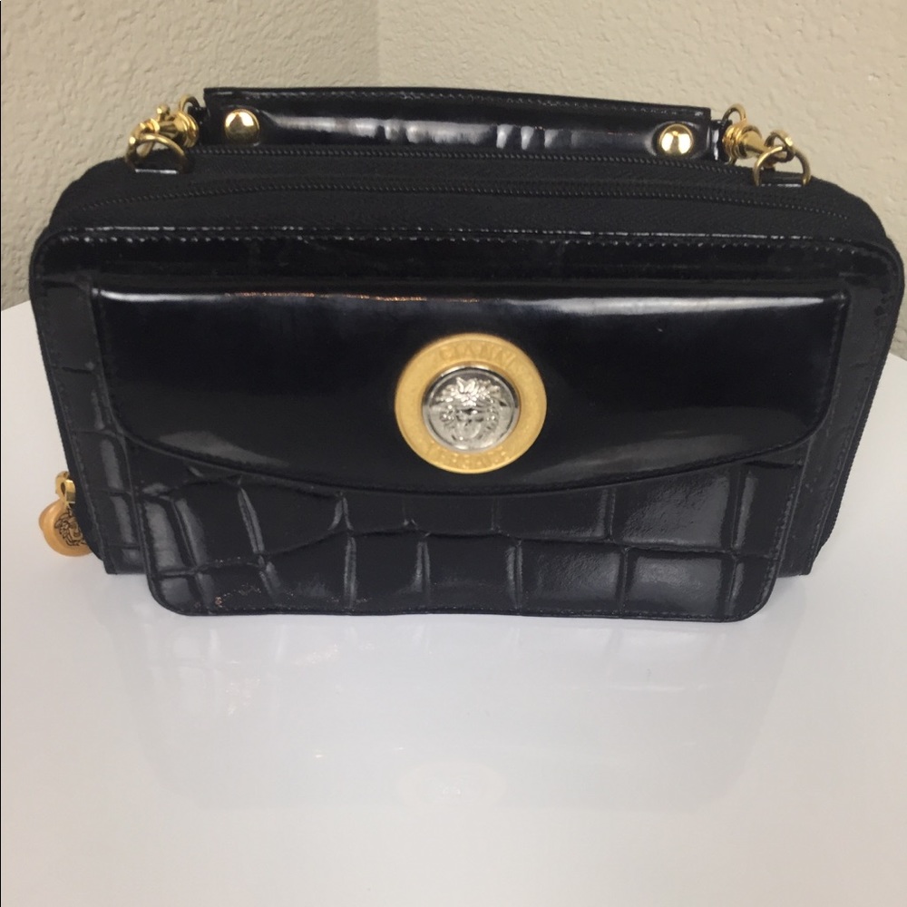 Gianni Versace Vintage Black Patent Leather Clutch